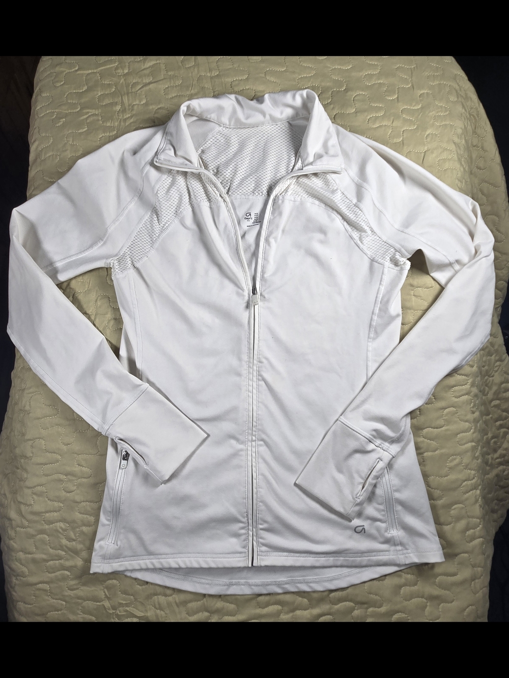 GapFit Women's White Full Zip Track Jacket w/ Pockets Solid Mesh Size S